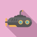 Ocean submarine icon flat vector. Underwater ship