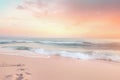 Ocean sunset background in pastel pink gradient colors. . Generative AI