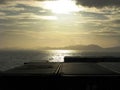 Ocean sunset from container ship