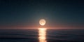 Ocean Sunset with Full Moon Serene Night Scene Royalty Free Stock Photo