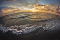 Ocean sunset over a curved horizon