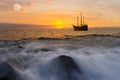 Ocean Sunset Ship Fantasy Royalty Free Stock Photo