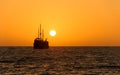 Ocean Sunset Ship Silhouette