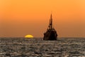 Ocean Sunset Ship Silhouette