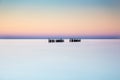 Ocean sunset sky - gorgeous panorama twilight sky and peaceful water background Royalty Free Stock Photo