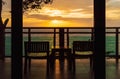 Ocean sunset view from bedroom balcony for travel concept Royalty Free Stock Photo