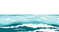 Ocean surface. Sea vector illustration with water waves graphics, cartoon seascape or waterscape Royalty Free Stock Photo