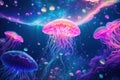 Ocean Symphony: Capturing the Whimsical Dance of a Jellyfish Swarm in the Underwater World