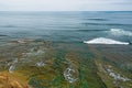 Aerial View Ocean tide along the shore. Royalty Free Stock Photo