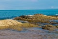 Ocean tide waves on paradise sandy beach Royalty Free Stock Photo