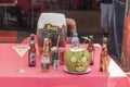 Drinks display at a beachfront bar Santa Cruz Huatulco