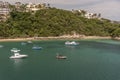 Buildings and boats in Santa Cruz Huatulco Mexico Royalty Free Stock Photo