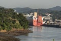 Wallenius Wilhelmsen Vessel Togela entering the Miraflores Locks Panama Canal Royalty Free Stock Photo