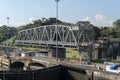 Swing bridge at the Miraflores Locks Panama Canal Royalty Free Stock Photo