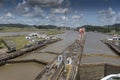 Island Princess in the low water of the Miraflores Locks Panama Canal Royalty Free Stock Photo