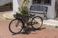 Old bicycle in a typical street in Old Town Panama City, Panama