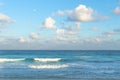 Ocean during sunset with moon at Cancun, Yucatan, Mexico Royalty Free Stock Photo