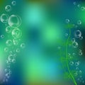 Ocean Underwater Background with Bubbles and Water Plants