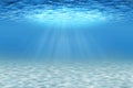 Ocean underwater scene with sandy seabed. Royalty Free Stock Photo