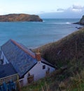 Ocean view above house of Lulworth Cove, Dorset, England Royalty Free Stock Photo