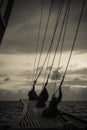 The ocean view from the bow of a sailing ship Royalty Free Stock Photo