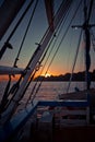 A beautiful sunsets view from the sailing ship Royalty Free Stock Photo