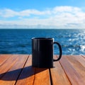 Ocean View Coffee Perfect Morning Serenity Royalty Free Stock Photo