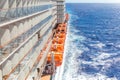Ocean view from a cruise ship deck on a bright day Royalty Free Stock Photo