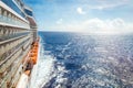 Ocean view from a cruise ship deck on a bright day Royalty Free Stock Photo
