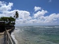 Ocean View from Makalei Beach Park with Coconut Palm Tree Royalty Free Stock Photo