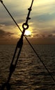 The ocean view from the port of a sailing ship on the beautiful sunsets Royalty Free Stock Photo