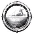 Ocean view through a porthole Royalty Free Stock Photo