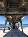 View under wood ocean Jetty Royalty Free Stock Photo