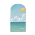 Ocean View With Sun In Window Frame Illustration For Decoration On Summer Holiday Event
