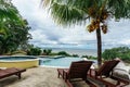 Ocean view swimming pool, beautiful sunrise in Nicaragua Royalty Free Stock Photo