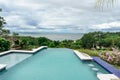 Ocean view swimming pool, beautiful sunrise in Nicaragua Royalty Free Stock Photo