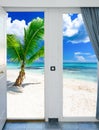 Ocean view window Caribbean Dominican Republic Royalty Free Stock Photo