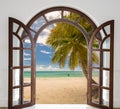 Ocean view window Caribbean Dominican Republic Royalty Free Stock Photo