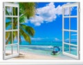 Ocean view window Caribbean Dominican Republic Royalty Free Stock Photo