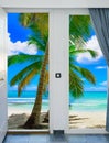 Ocean view window Caribbean Dominican Republic Royalty Free Stock Photo