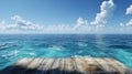 Ocean View from Wooden Dock under Sunny Sky Royalty Free Stock Photo