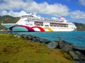 Ocean Village cruise ship in Tortola harbor in the West Indies