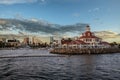 Ocean village in the evening with clouds