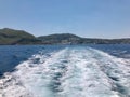 Ocean Wake Behind Ferry in Greece