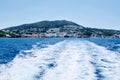 Ocean Wake Behind Ferry in Greece