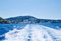 Ocean Wake Behind Ferry in Greece