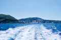 Ocean Wake Behind Ferry in Greece