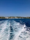 Ocean Wake Behind Ferry in Greece