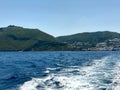 Ocean Wake Behind Ferry in Greece