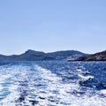 Ocean Wake Behind Ferry in Greece